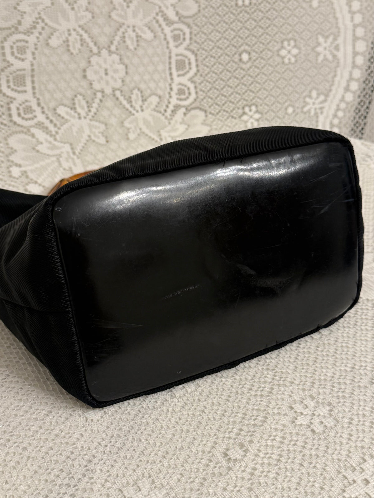Vintage Gucci Black Hobo Bag with Bamboo Top Handle