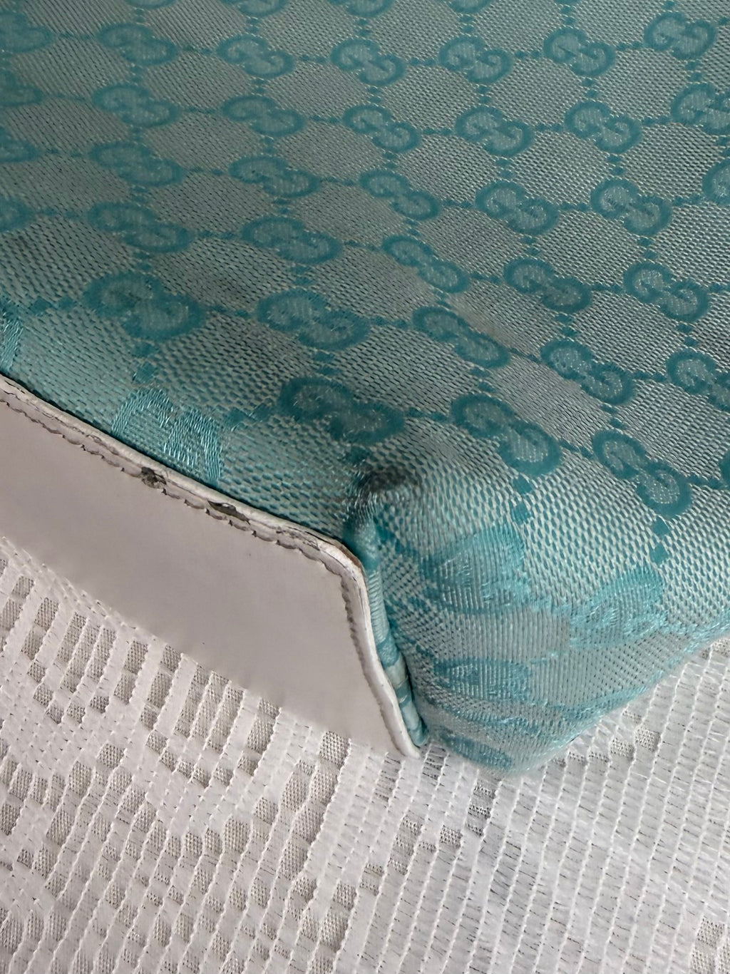 Vintage 00s Gucci GG Monogram Tote Bag Teal