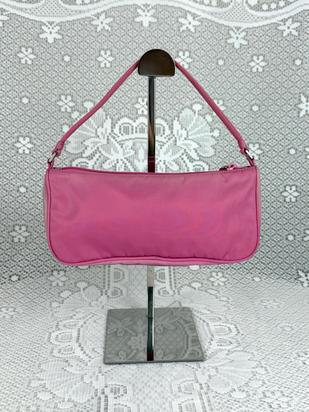 Vintage 90s Prada Pink Nylon Shoulder Bag