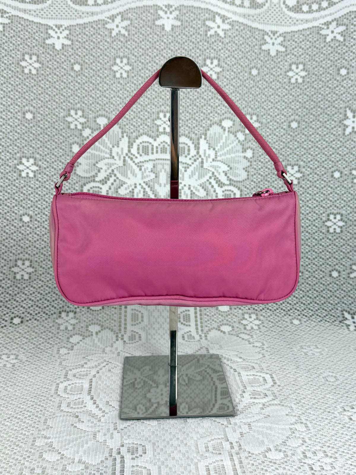 Vintage 90s Prada Pink Nylon Shoulder Bag
