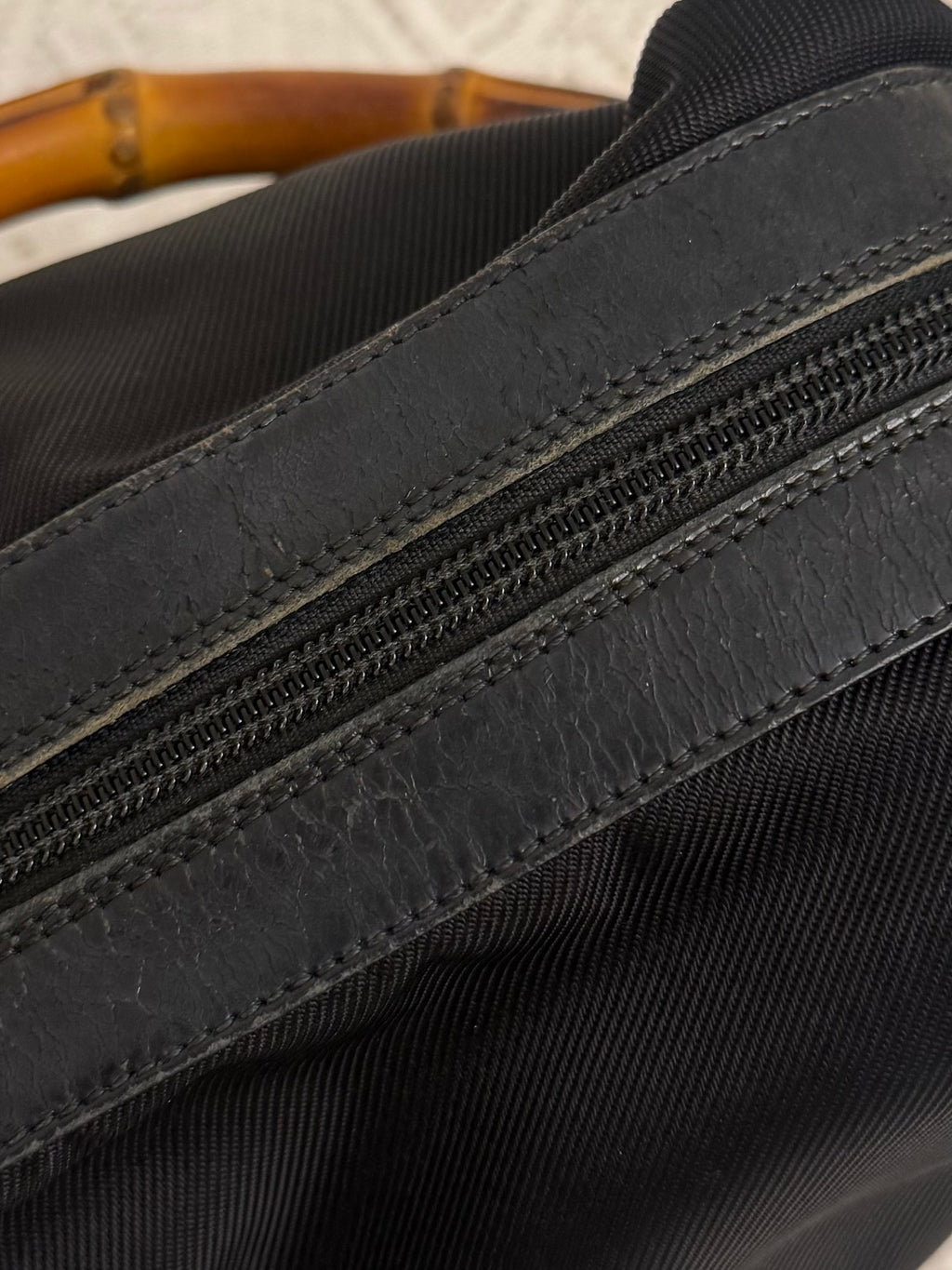 Vintage Gucci Black Hobo Bag with Bamboo Top Handle
