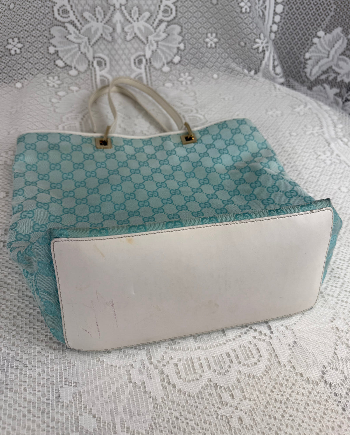 Vintage 00s Gucci GG Monogram Tote Bag Teal