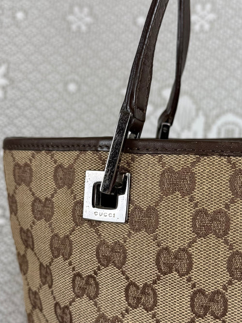 Vintage 00s Gucci GG Monogram Tote Bag Brown