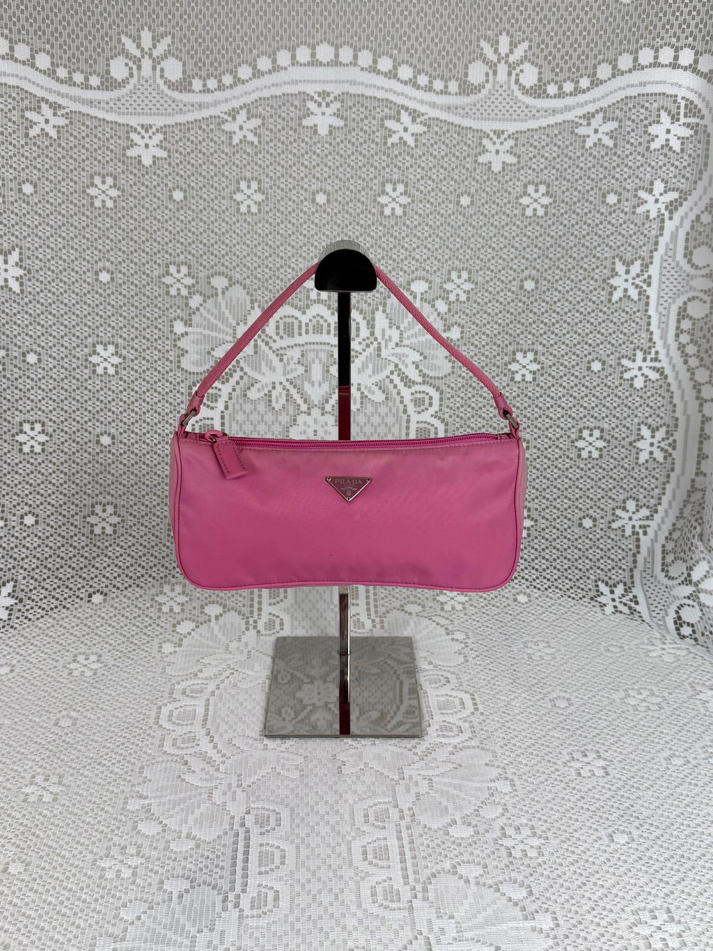 Vintage 90s Prada Pink Nylon Shoulder Bag