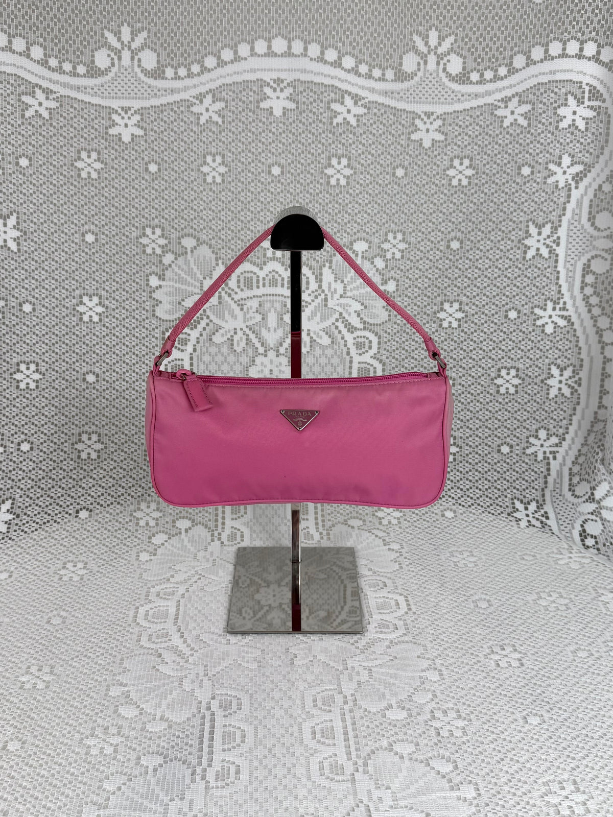 Vintage 90s Prada Pink Nylon Shoulder Bag