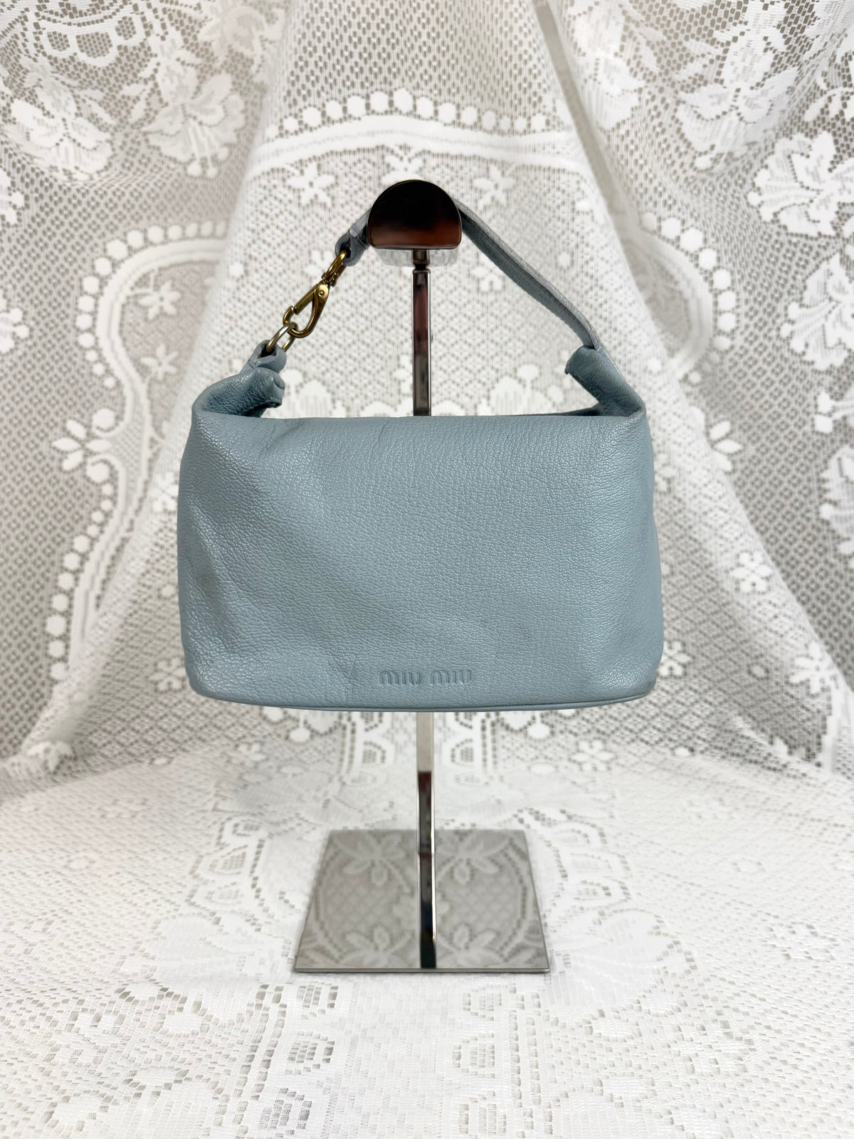 Vintage 00s Miu Miu Blue Leather Mini Bag