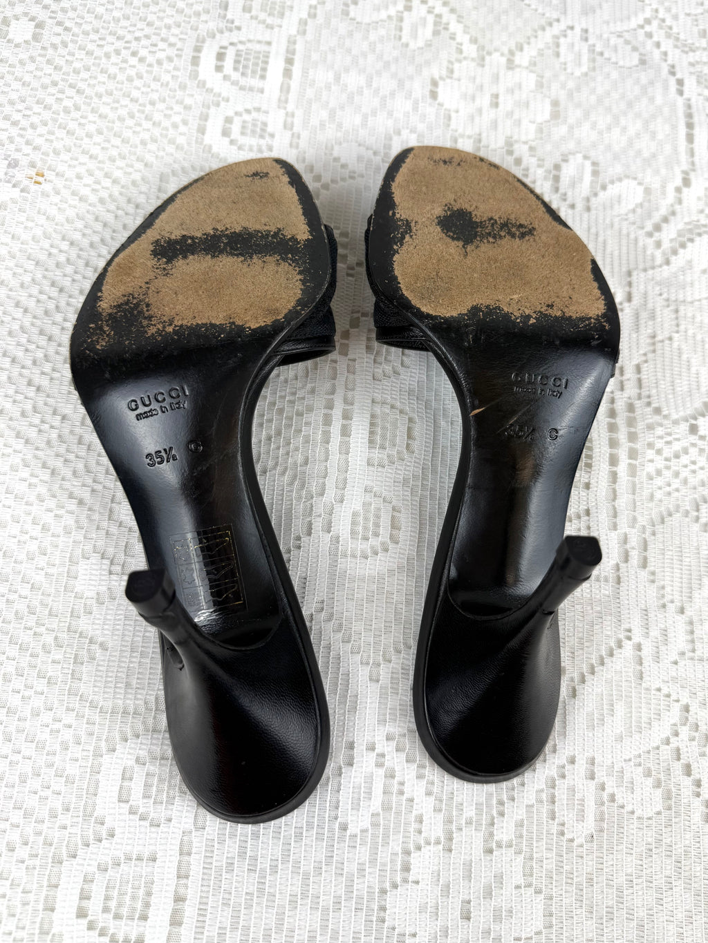Vintage 00s Gucci Black Monogram Heels - Size 5