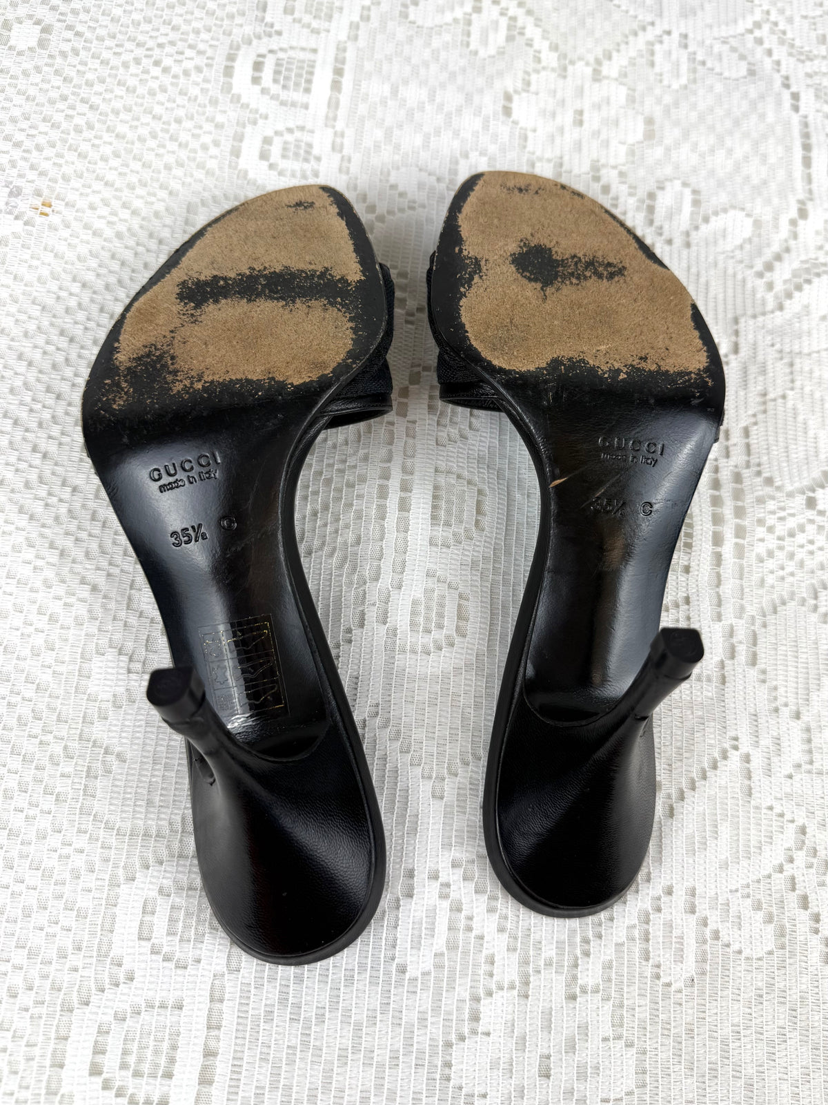 Vintage 00s Gucci Black Monogram Heels - Size 5