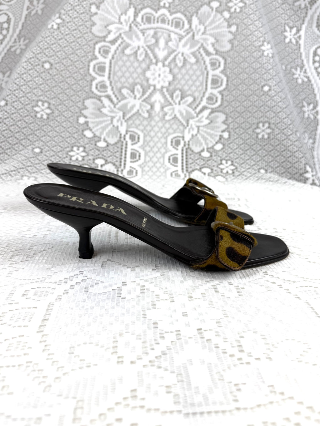 Vintage 90s Prada Animal Print Kitten Heels - Size 6.5