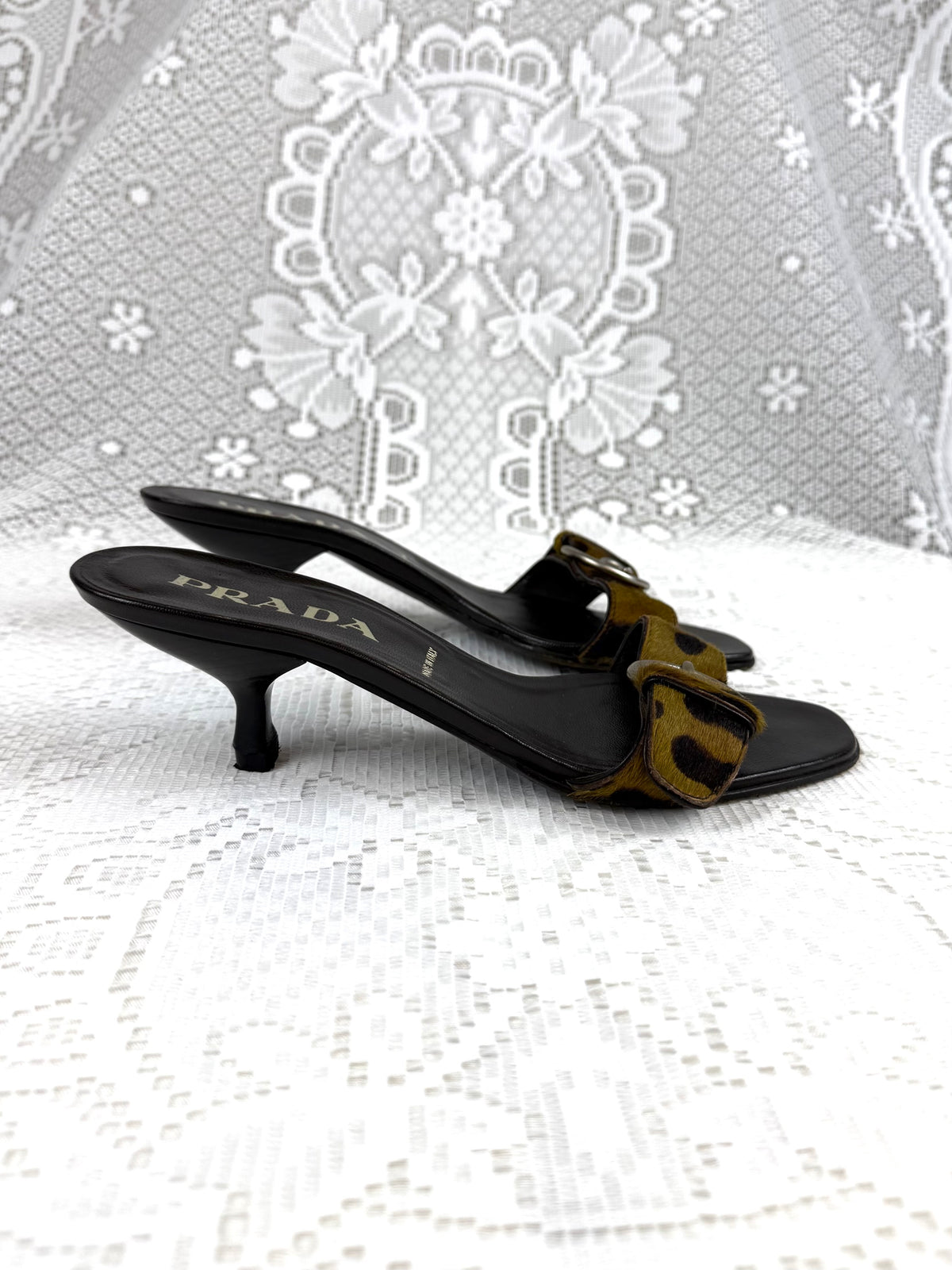 Vintage 90s Prada Animal Print Kitten Heels - Size 6.5