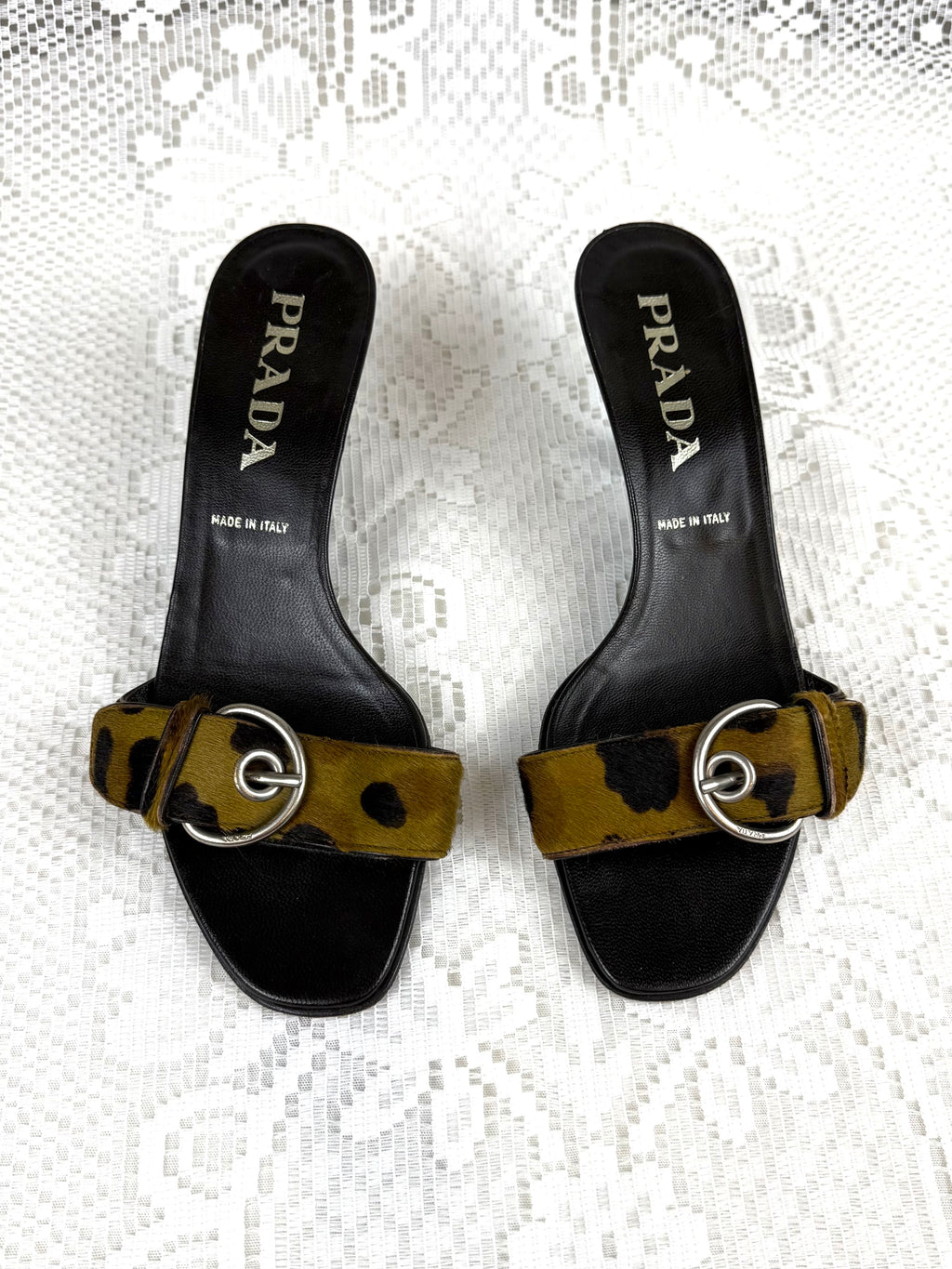 Vintage 90s Prada Animal Print Kitten Heels - Size 6.5