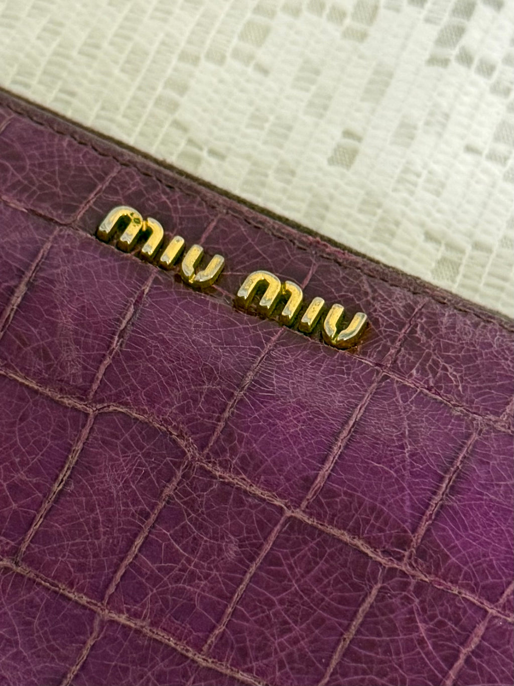 Vintage 00s Miu Miu Purple Leather Bifold Wallet