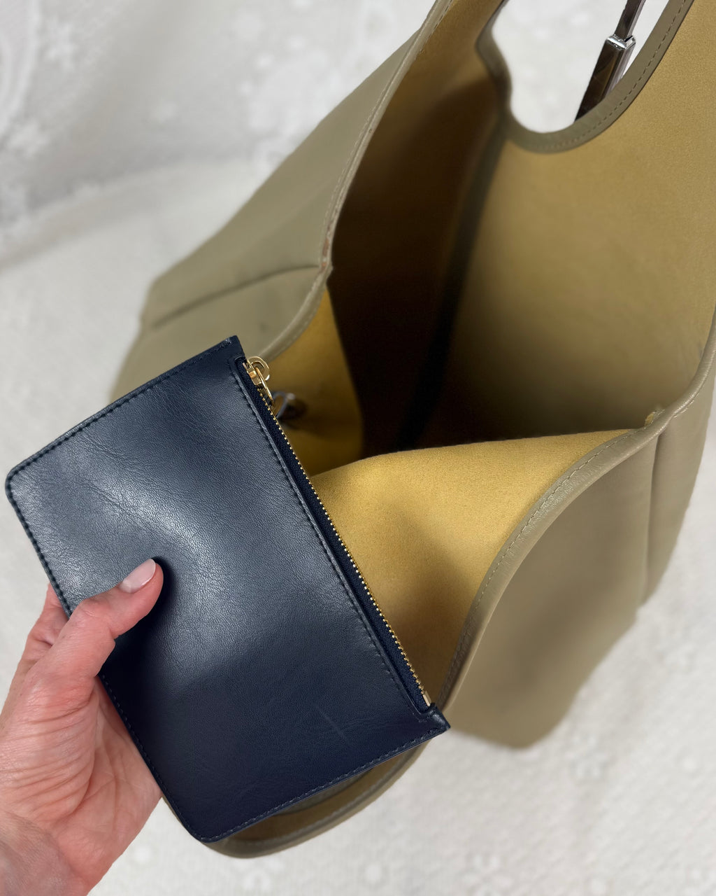 Vintage 00s SEE BY CHLOÉ Green Leather Tote with Piercing Detail