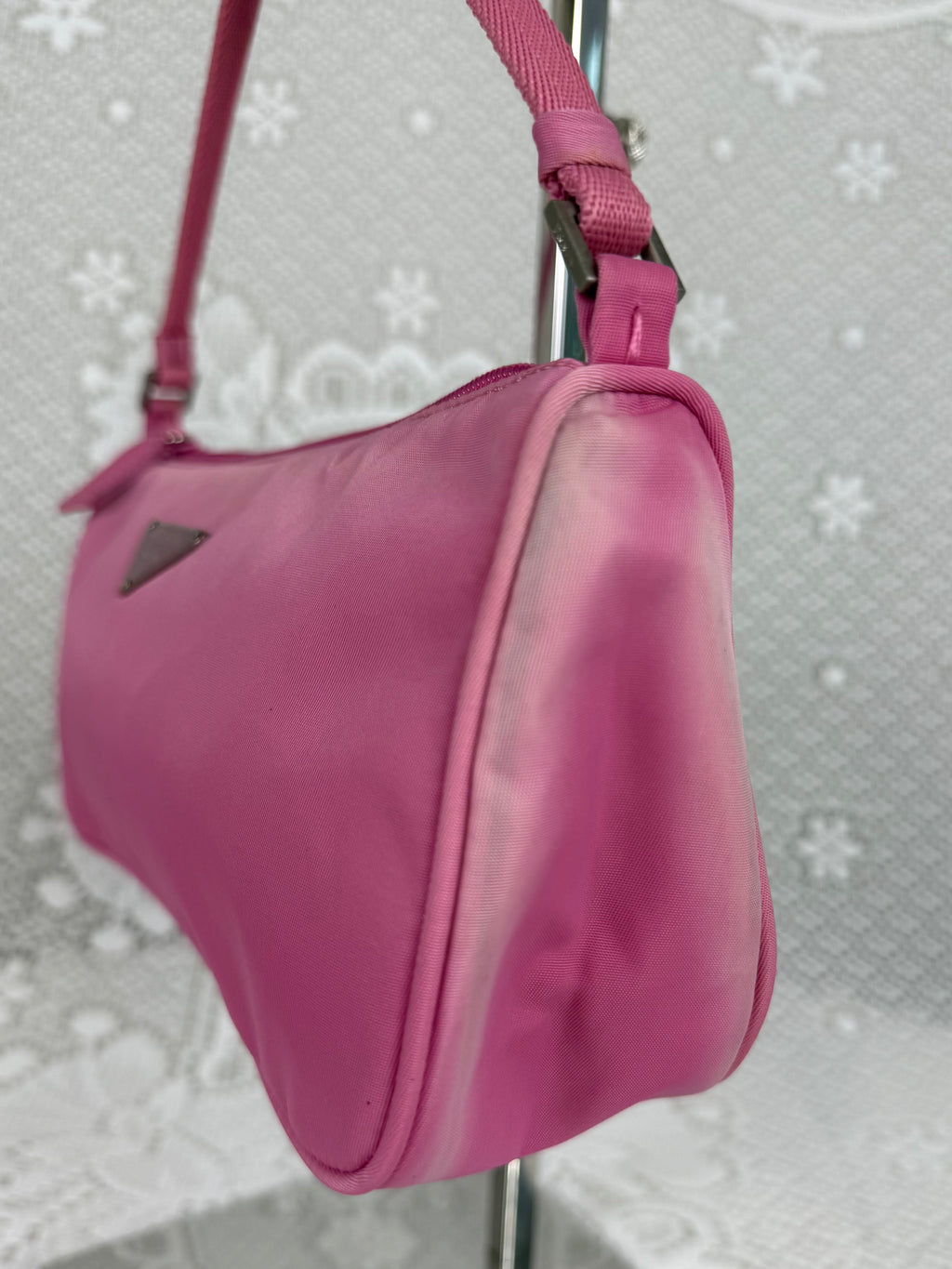 Vintage 90s Prada Pink Nylon Shoulder Bag