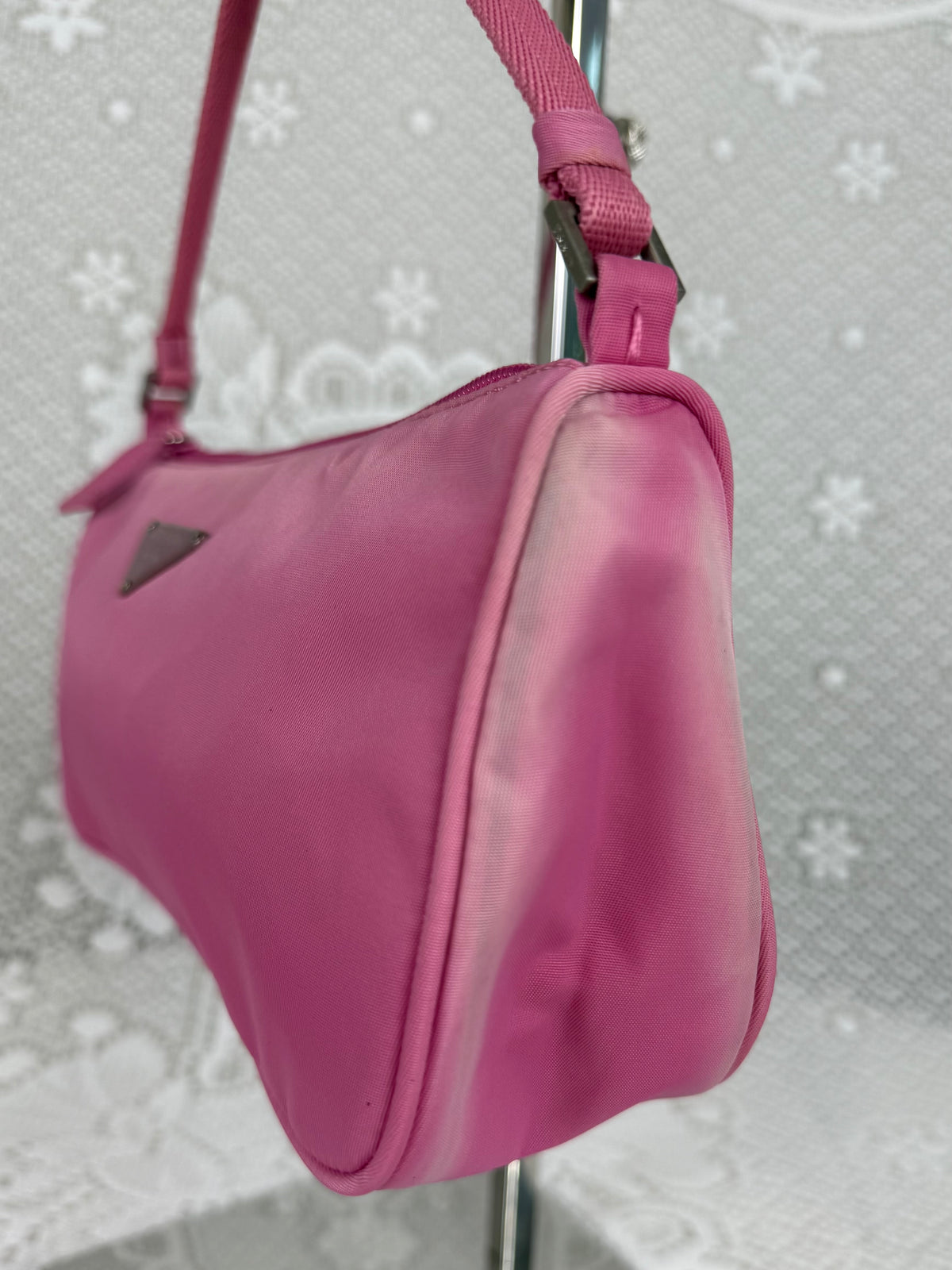 Vintage 90s Prada Pink Nylon Shoulder Bag