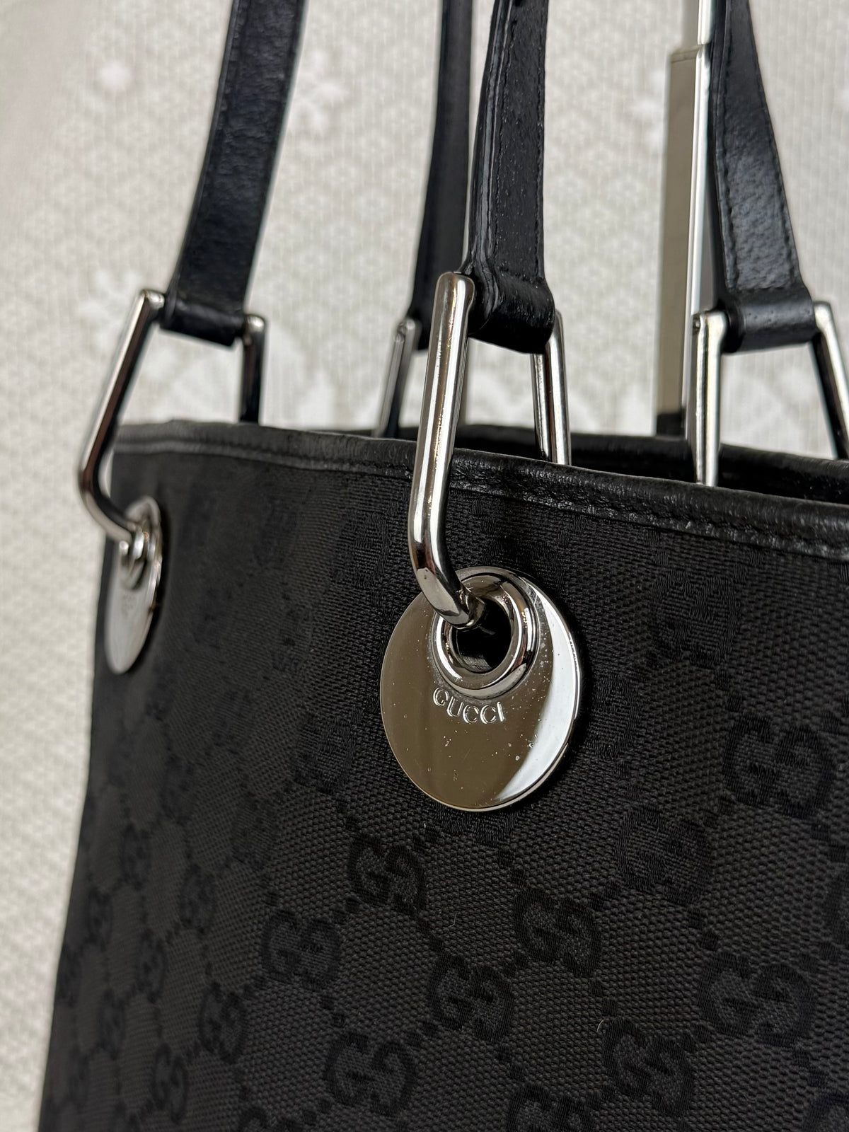 Vintage 00s Gucci GG Monogram Tote Bag Black