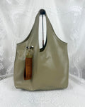 Vintage 00s SEE BY CHLOÉ Green Leather Tote with Piercing Detail