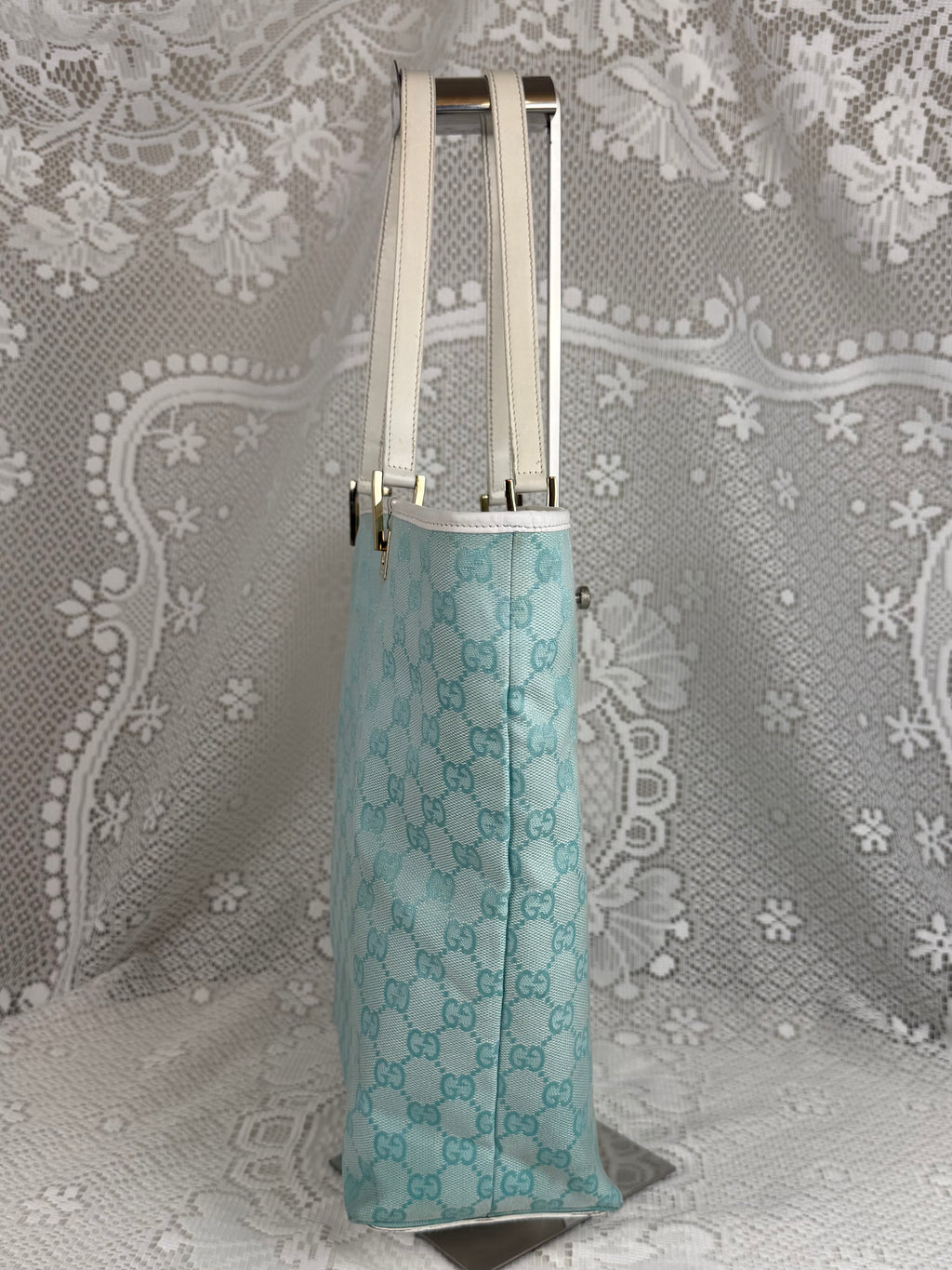Vintage 00s Gucci GG Monogram Tote Bag Teal