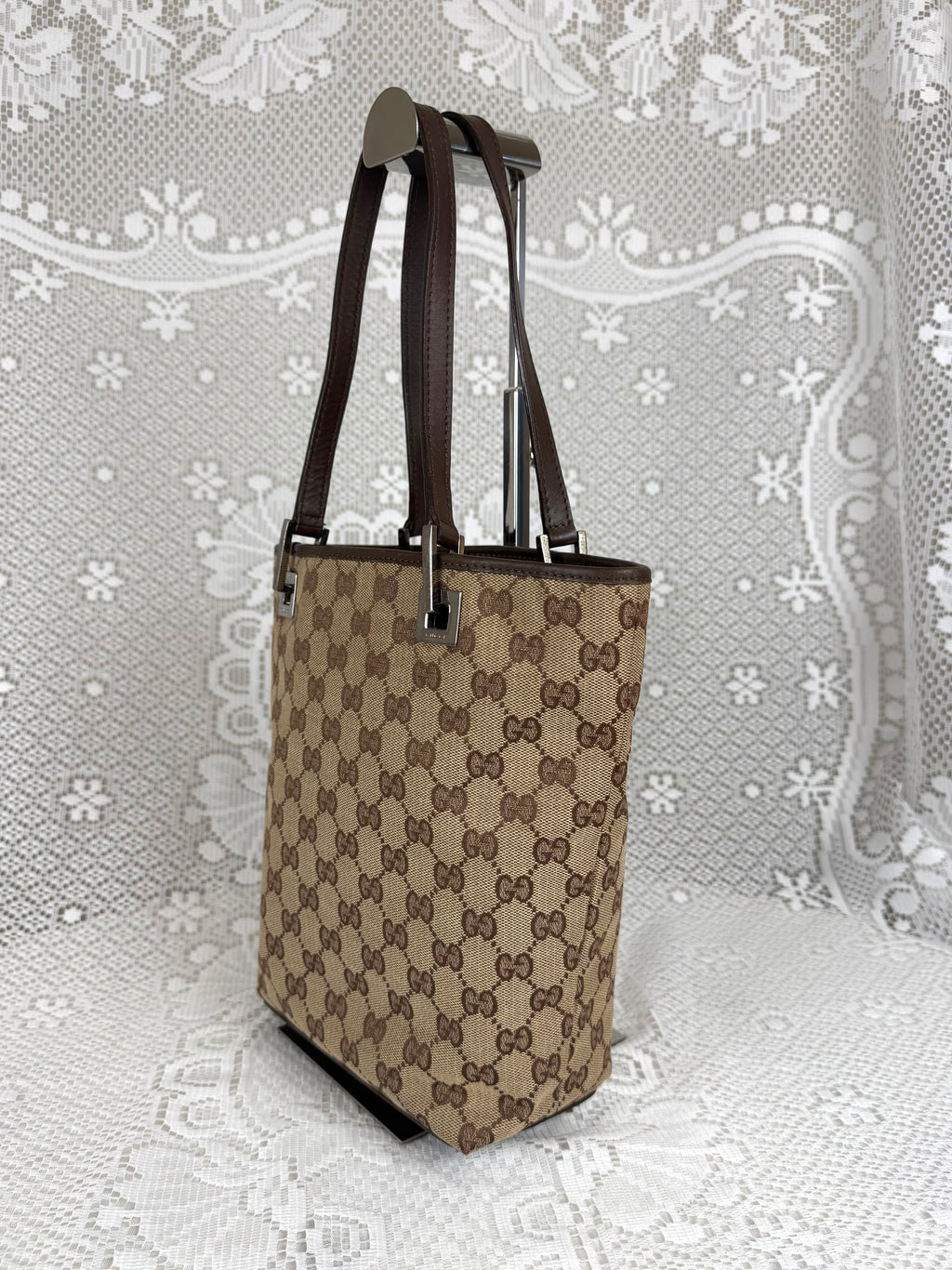 Vintage 00s Gucci GG Monogram Tote Bag Brown