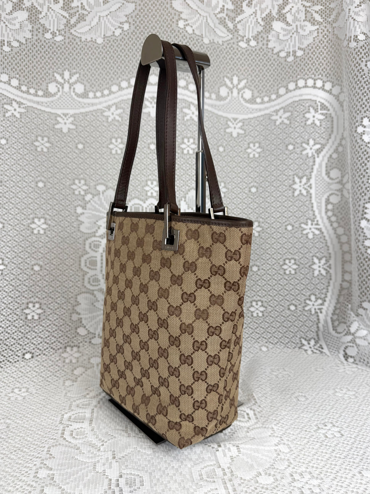 Vintage 00s Gucci GG Monogram Tote Bag Brown