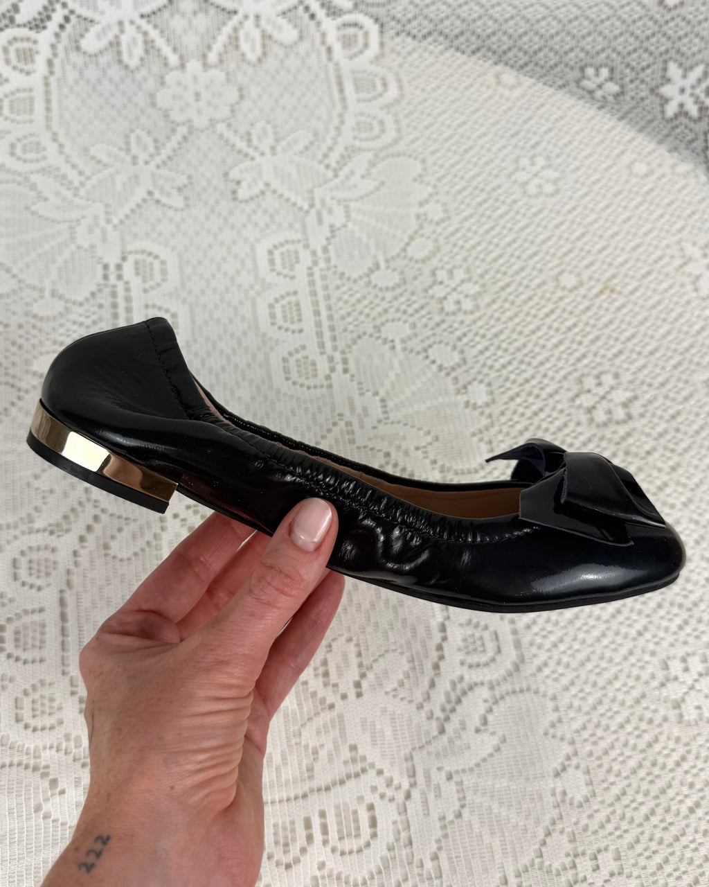 Vintage 00s Miu Miu Black Leather Ballet Flats Size 6.5