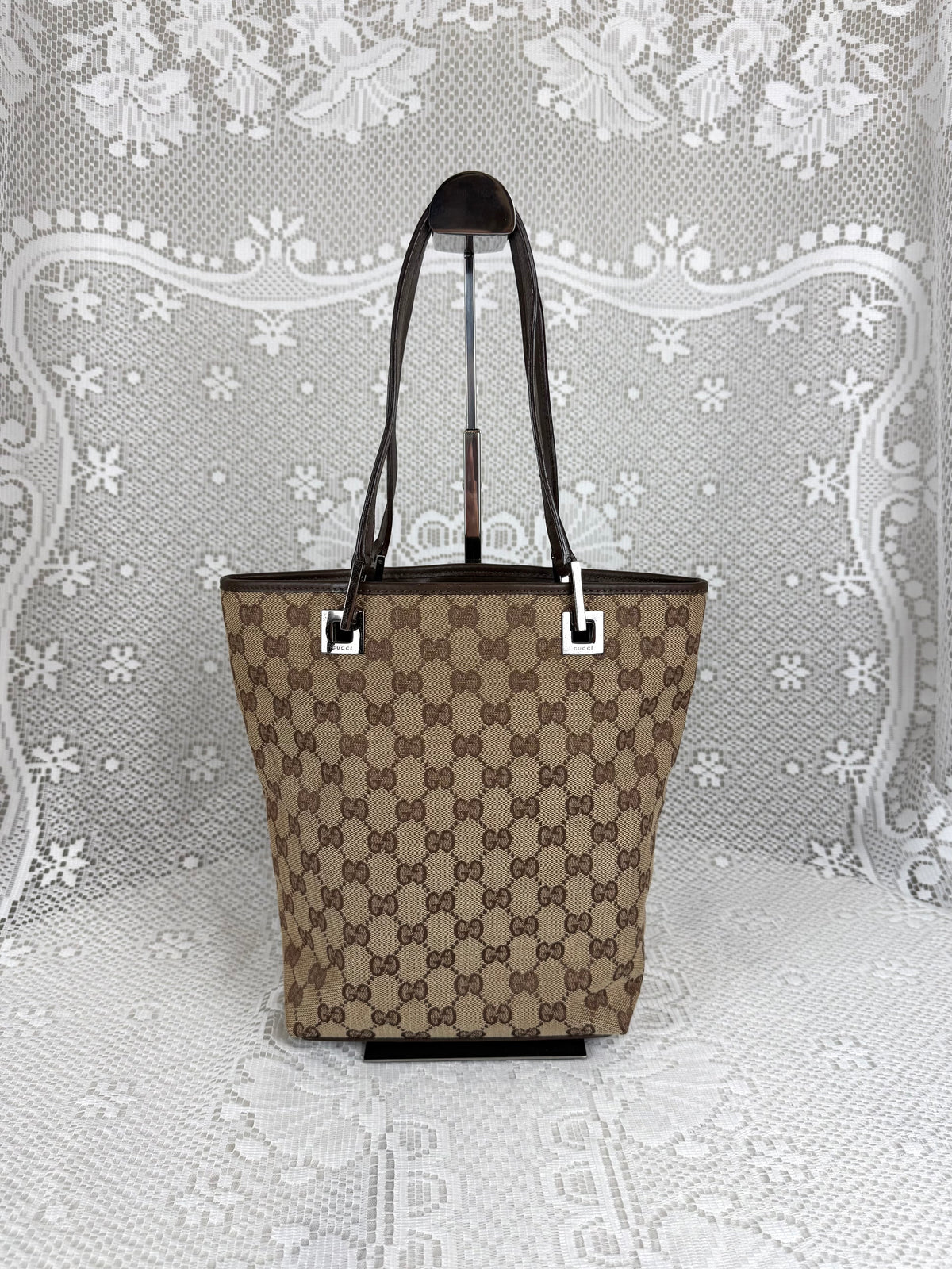 Vintage 00s Gucci GG Monogram Tote Bag Brown