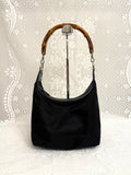 Vintage Gucci Black Hobo Bag with Bamboo Top Handle