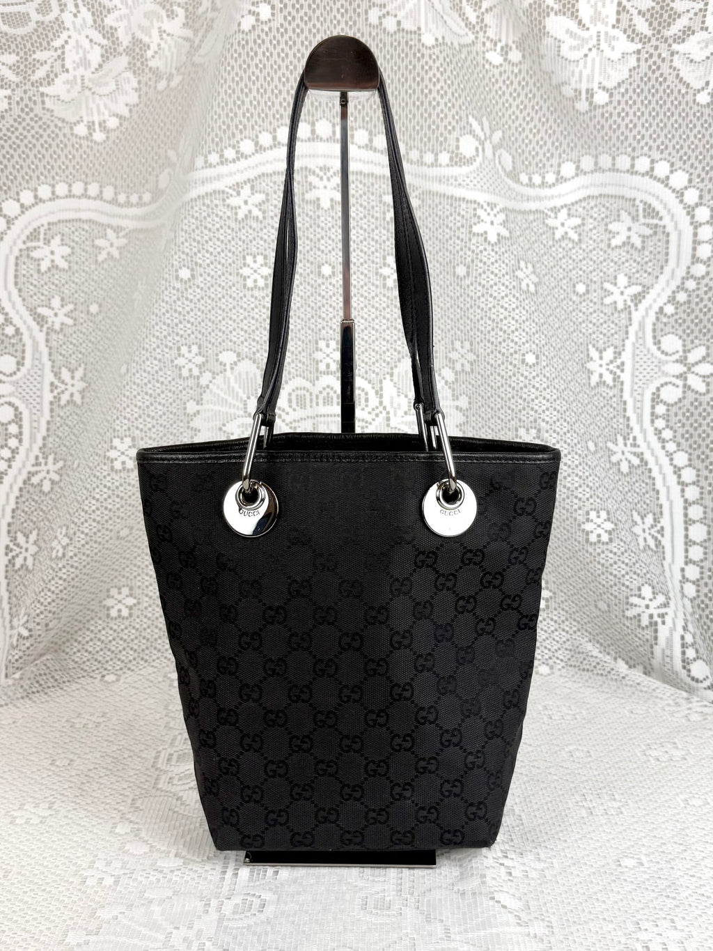 Vintage 00s Gucci GG Monogram Tote Bag Black