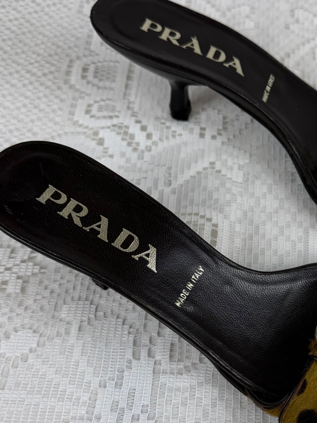 Vintage 90s Prada Animal Print Kitten Heels - Size 6.5