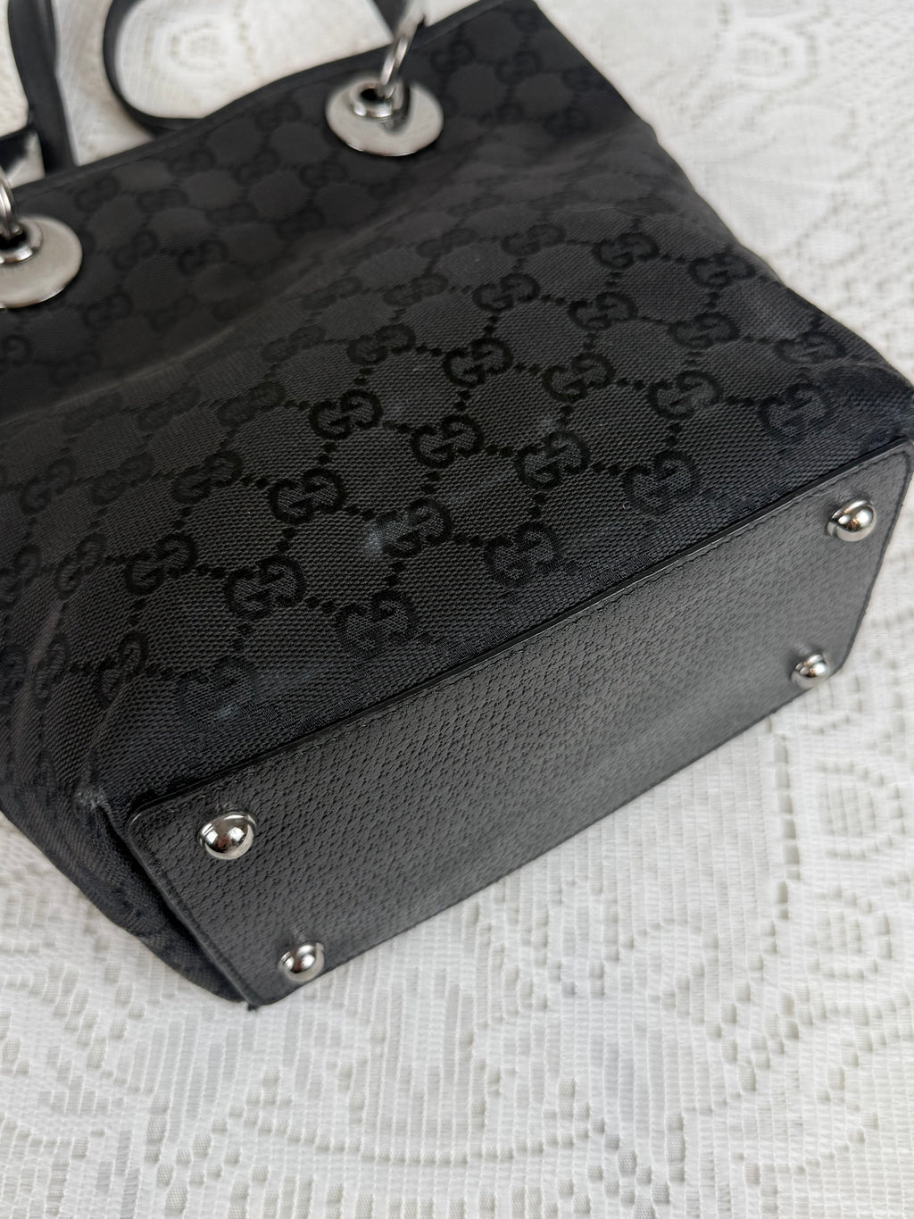 Vintage 00s Gucci GG Monogram Tote Bag Black