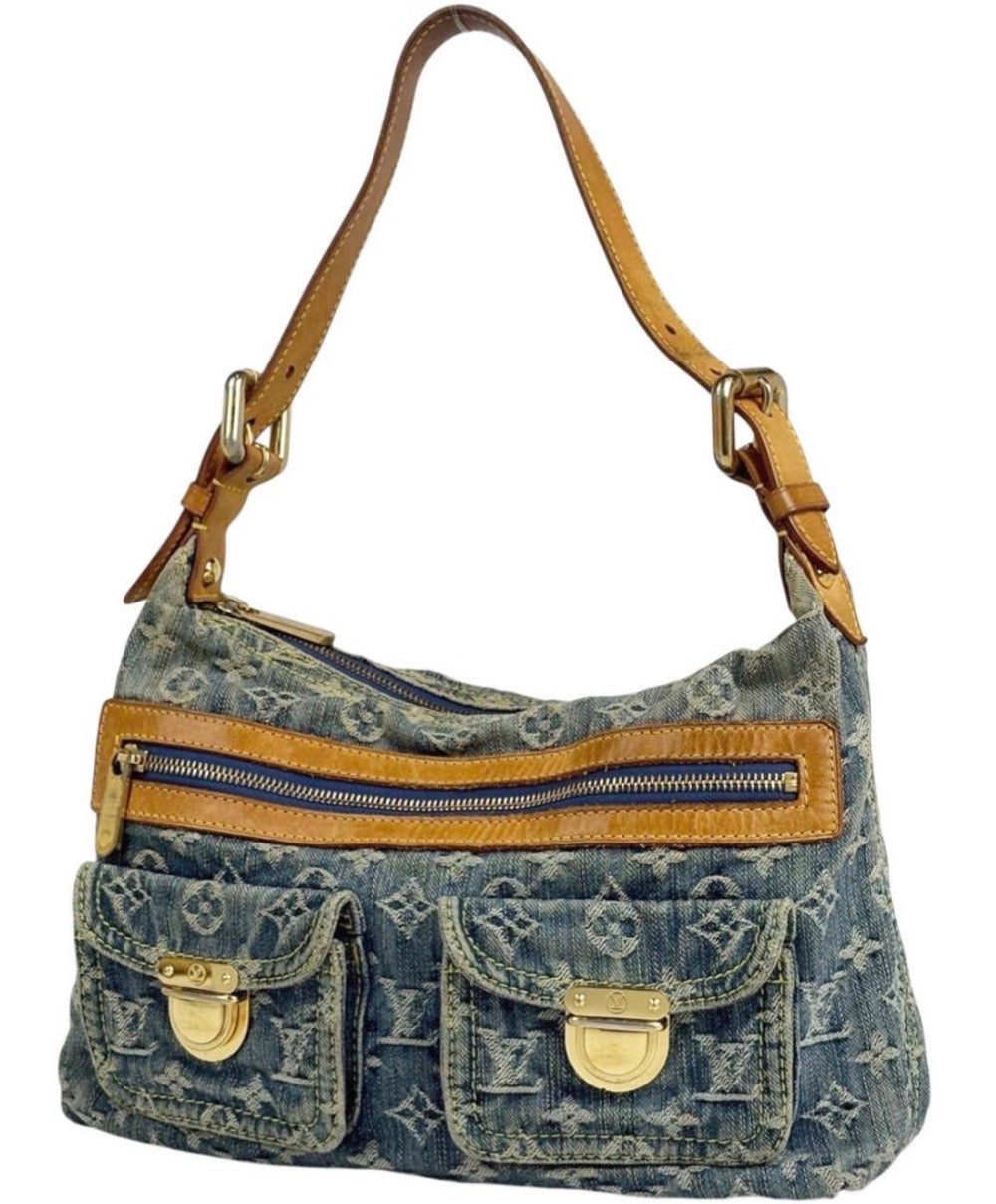 Vintage 2006 Louis Vuitton Monogram Denim Baggy PM Shoulder Bag