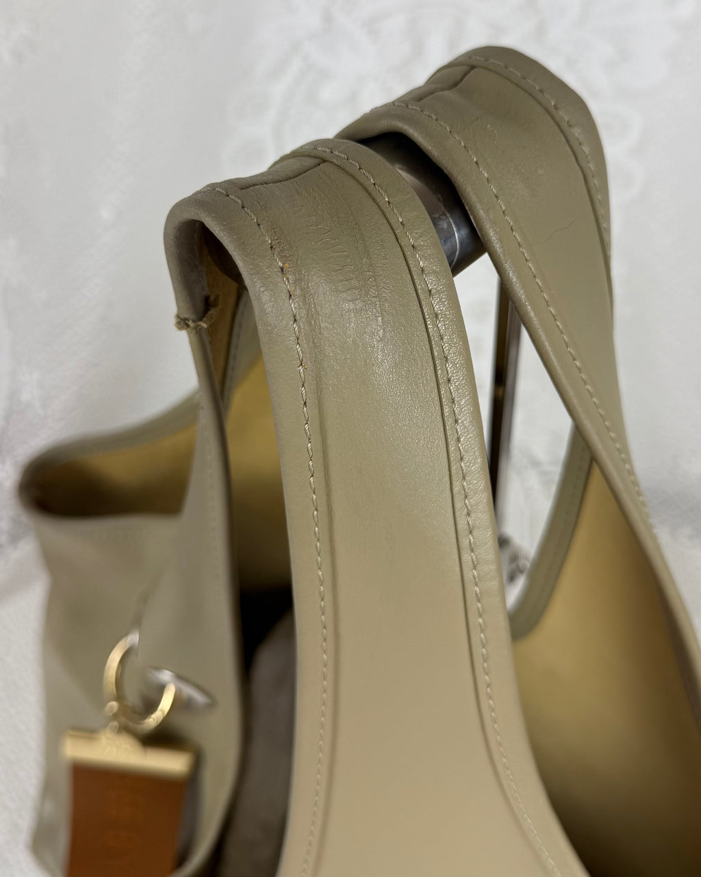 Vintage 00s SEE BY CHLOÉ Green Leather Tote with Piercing Detail