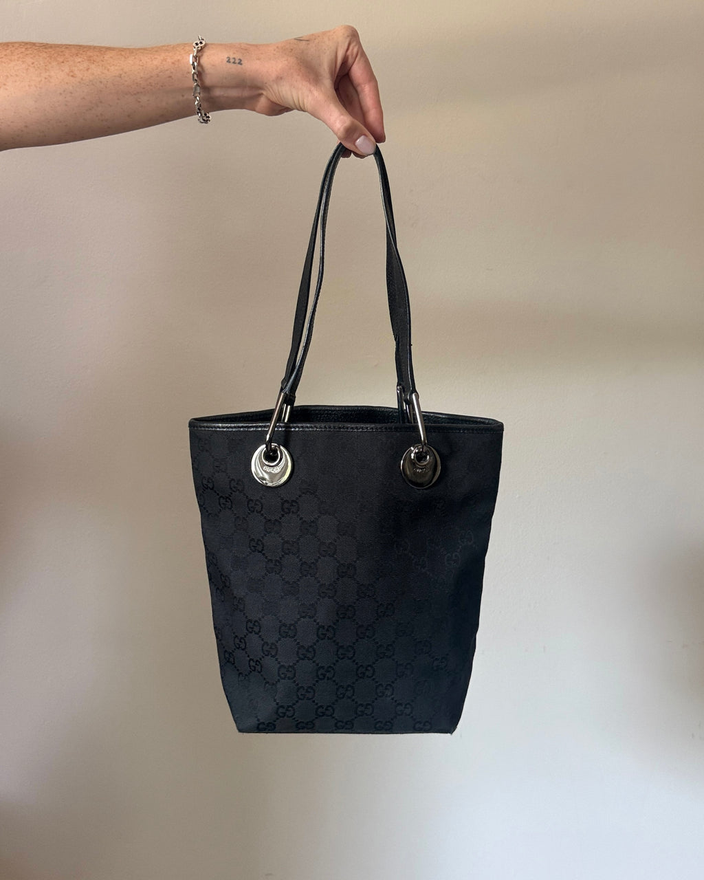 Vintage 00s Gucci GG Monogram Tote Bag Black