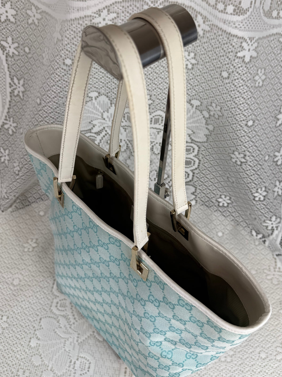 Vintage 00s Gucci GG Monogram Tote Bag Teal