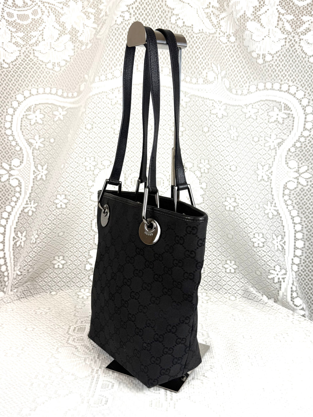 Vintage 00s Gucci GG Monogram Tote Bag Black