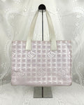 Vintage 2004 Chanel CC Travel Line Tote Bag Pink + White