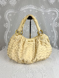 Vintage 00s Miu Miu Butter Yellow Woven Leather Shoulder Bag