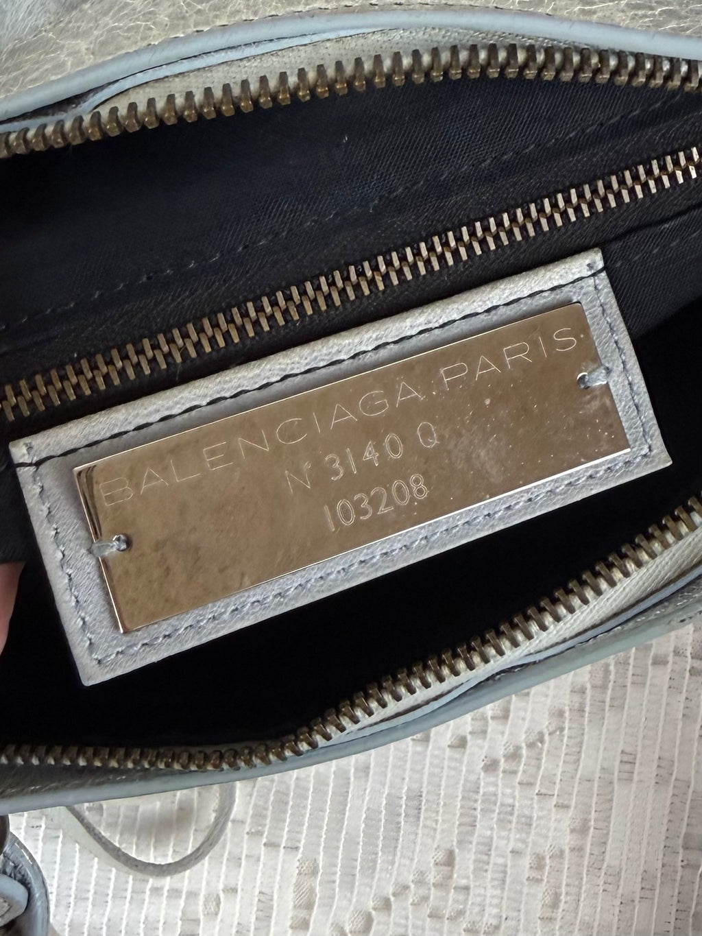 Vintage 2009 Balenciaga “The First” 2-Way Leather Bag Pale Blue