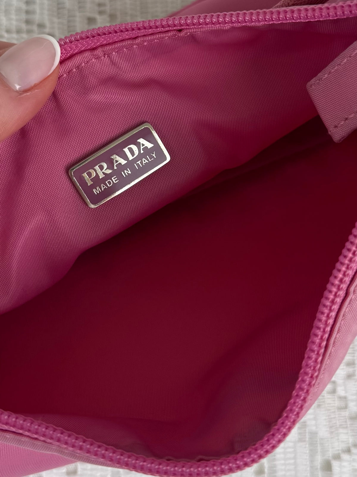 Vintage 90s Prada Pink Nylon Shoulder Bag