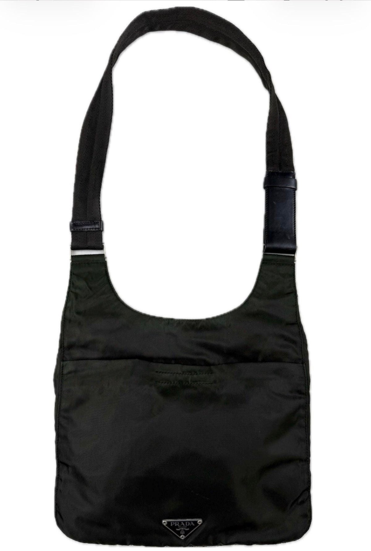 Vintage 90s Prada Nylon Crossbody Bag Dark Green
