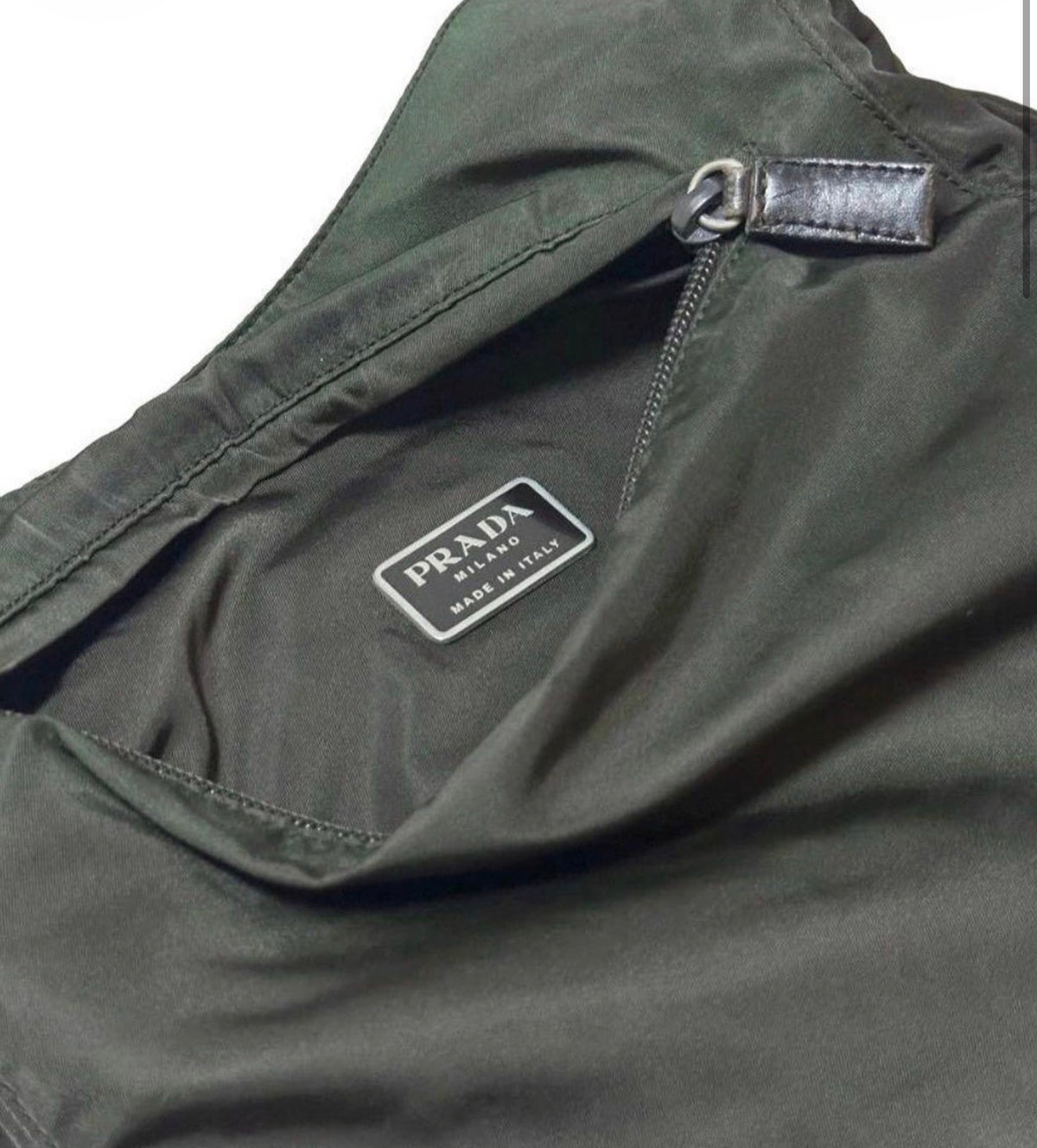 Vintage 90s Prada Nylon Crossbody Bag Dark Green