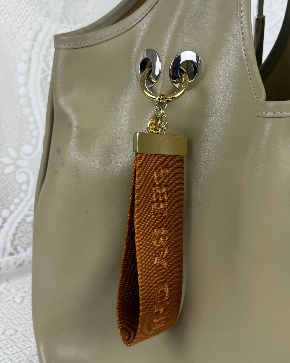 Vintage 00s SEE BY CHLOÉ Green Leather Tote with Piercing Detail