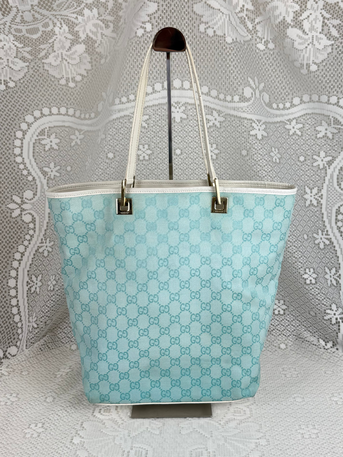 Vintage 00s Gucci GG Monogram Tote Bag Teal