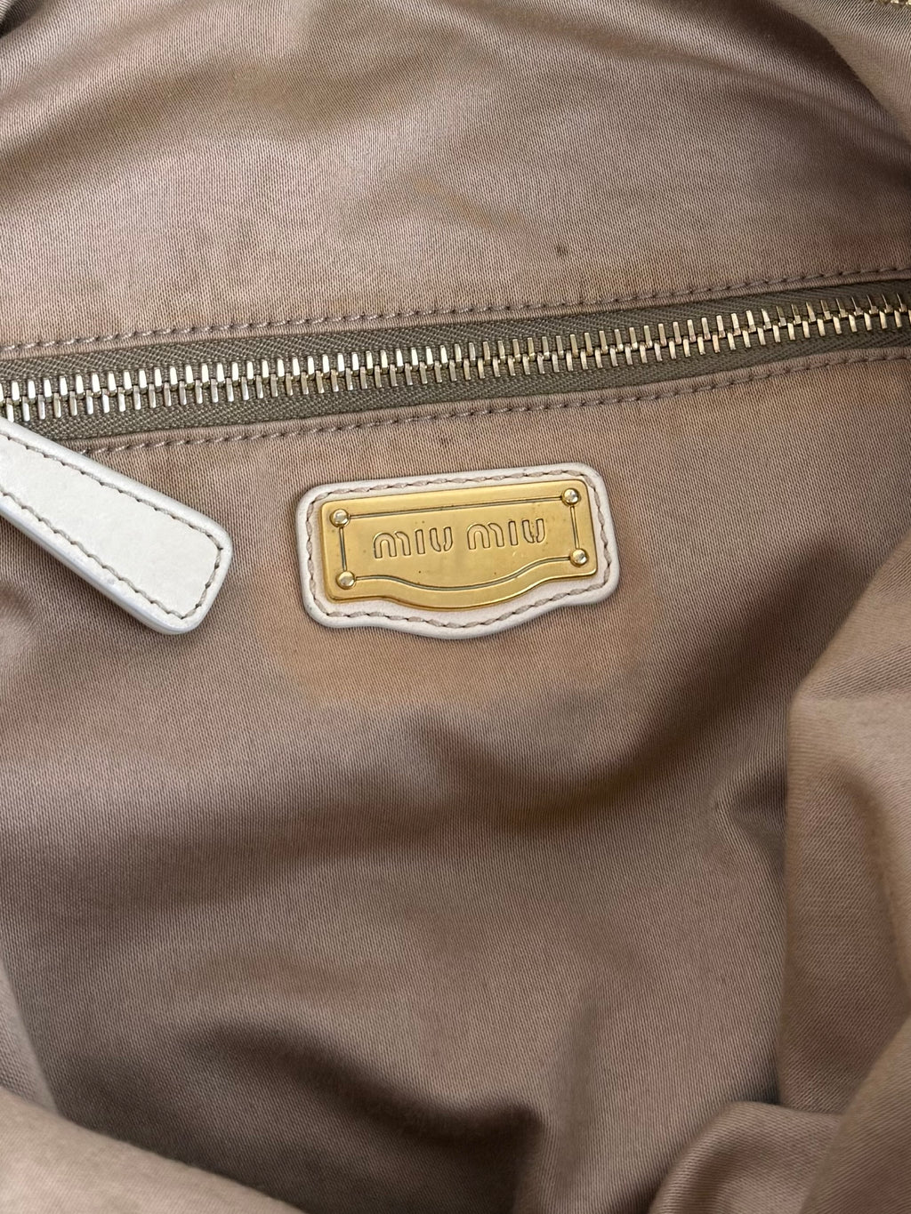 Vintage 00s Miu Miu Butter Yellow Woven Leather Shoulder Bag