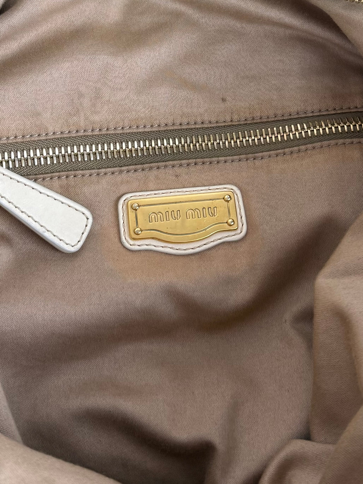 Vintage 00s Miu Miu Butter Yellow Woven Leather Shoulder Bag