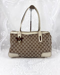 Vintage 00s Gucci Princy GG Canvas Leather Tote Bag White