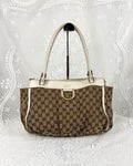 Vintage 00s Gucci Abbey D Ring Shoulder Bag GG Monogram White